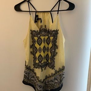 Black & Yellow Spaghetti Strap Tank Top Size M